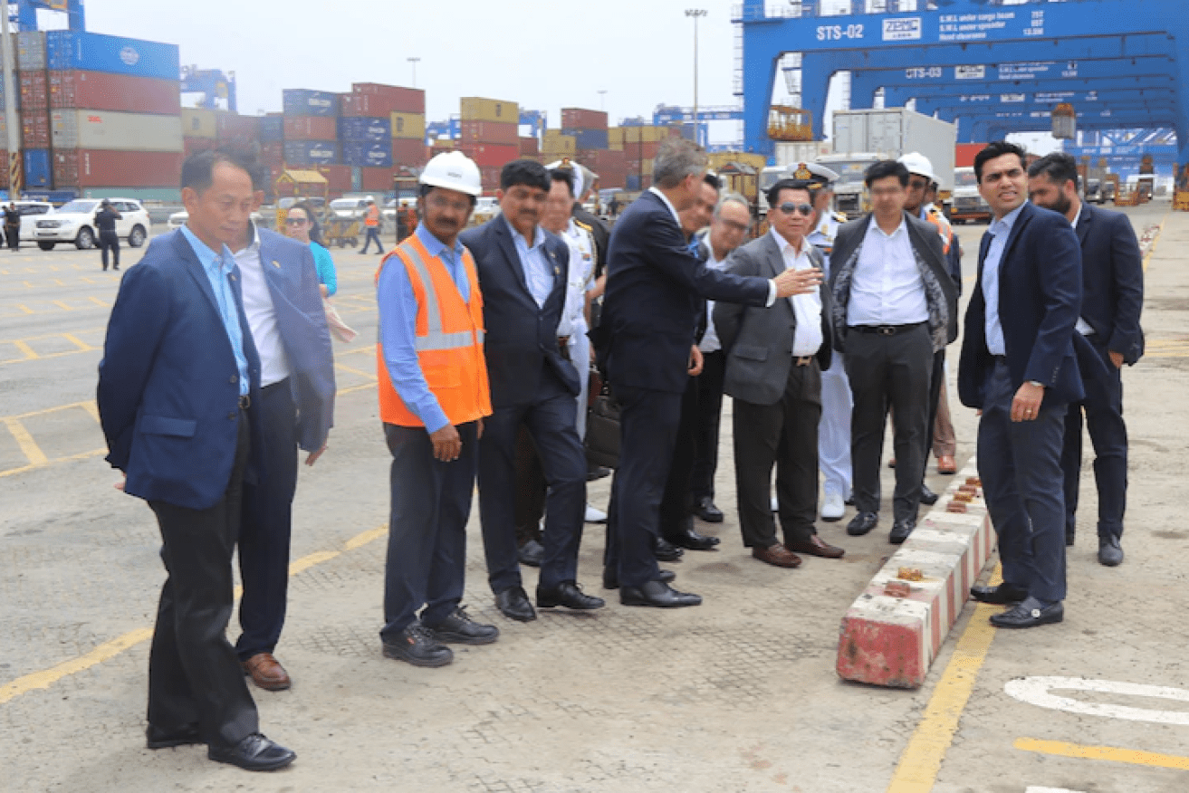 The Adani tour of Mandra port in 2019 included Adani Ports boss Karan Adani and Myanmar military chief Min Aung Hlaing.
