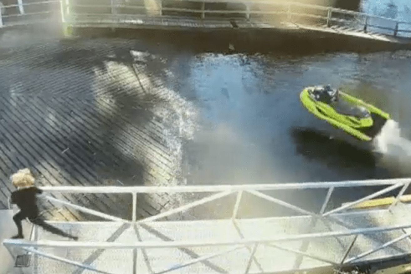 An unmanned jet ski crashed into a boat ramp in southern Tasmania.