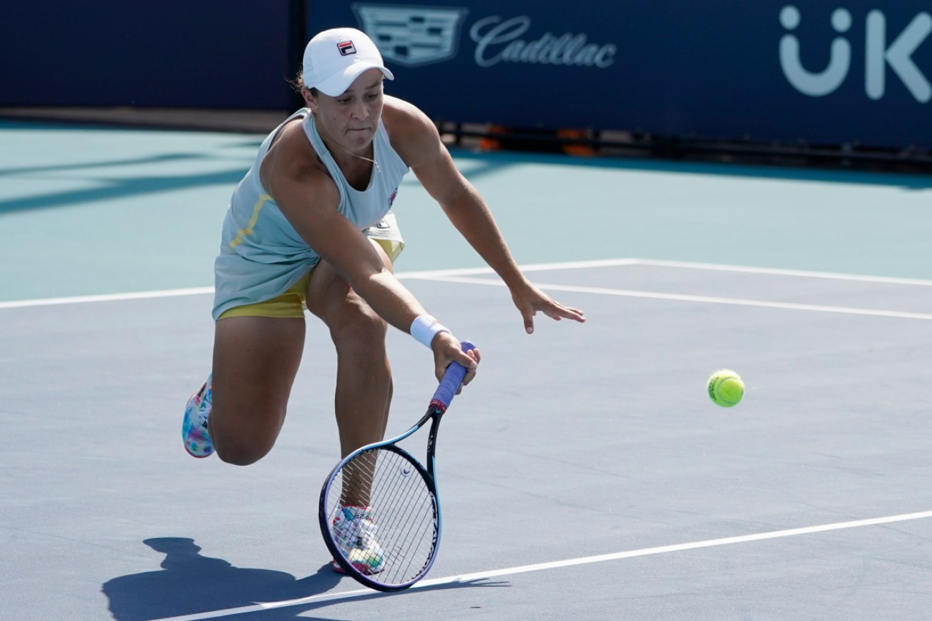Ash Barty saved all seven break points in her Miami Open quarter-final.