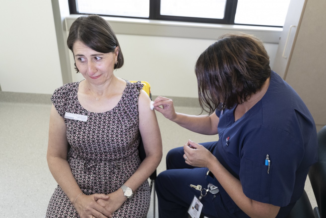 NSW Premier Gladys Berejiklian receives the vaccine last month. 