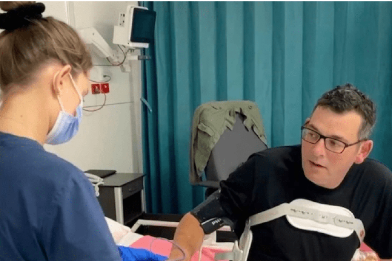 Mr Andrews posted a photo of himself in hospital when he was moved out of intensive care.