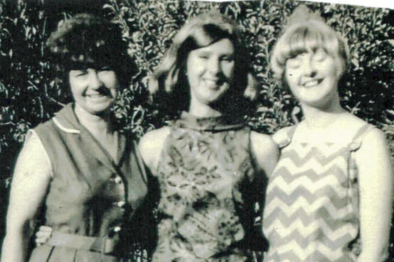 Yvonne Dite (right) wearing her dress designed by Carla Zampatti soon after she purchased it in 1967. 