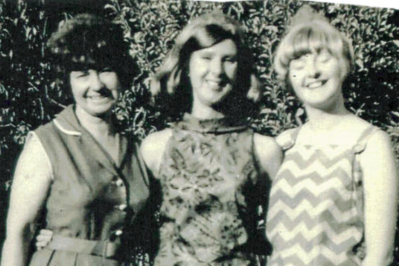 Yvonne Dite (right) wearing her dress designed by Carla Zampatti soon after she purchased it in 1967.