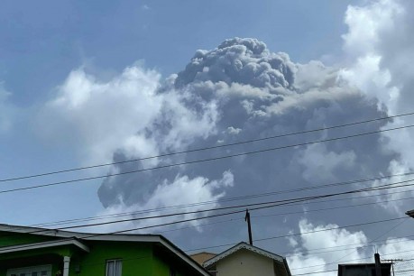 Thousands flee as Caribbean volcano erupts
