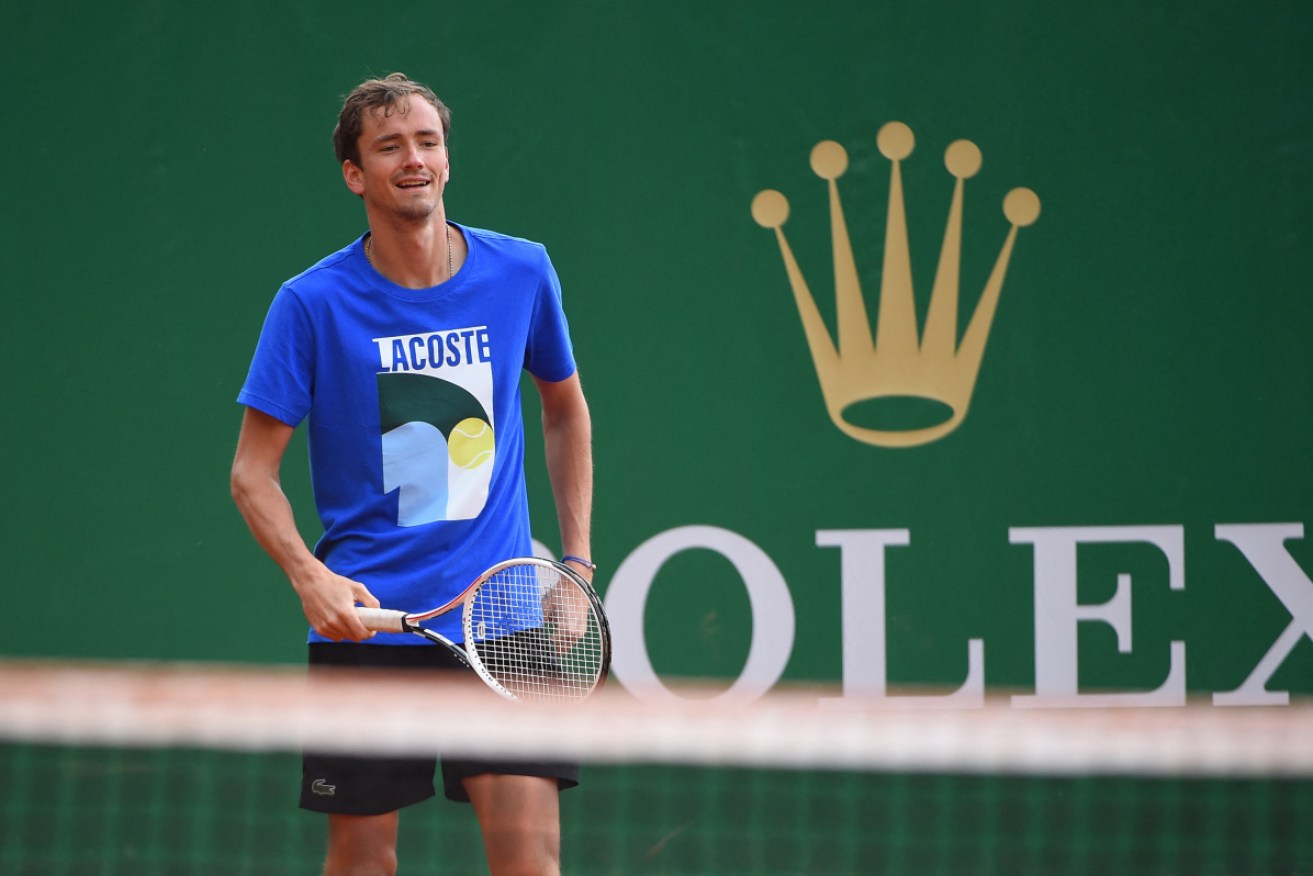 Russian ace Daniil Medvedev practises at the Monaco Rolex Masters on April 11.
 