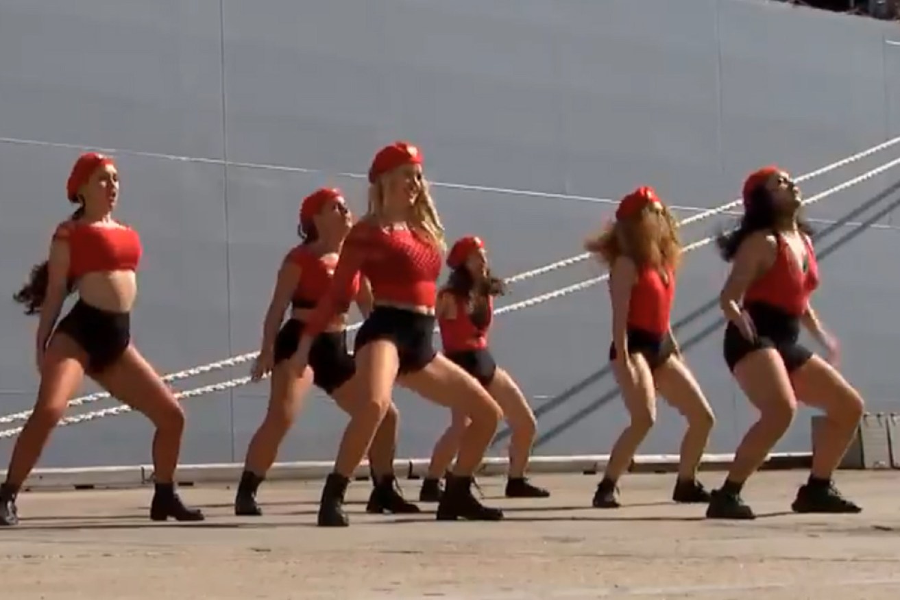 The dance troupe at last week's commissioning of a new Navy ship.