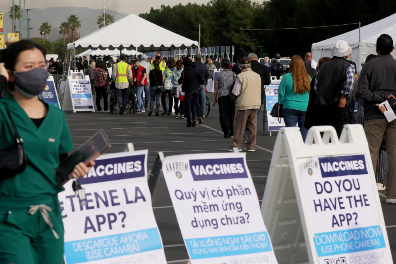 Vaccination hubs have been successful overseas, including this one in California.