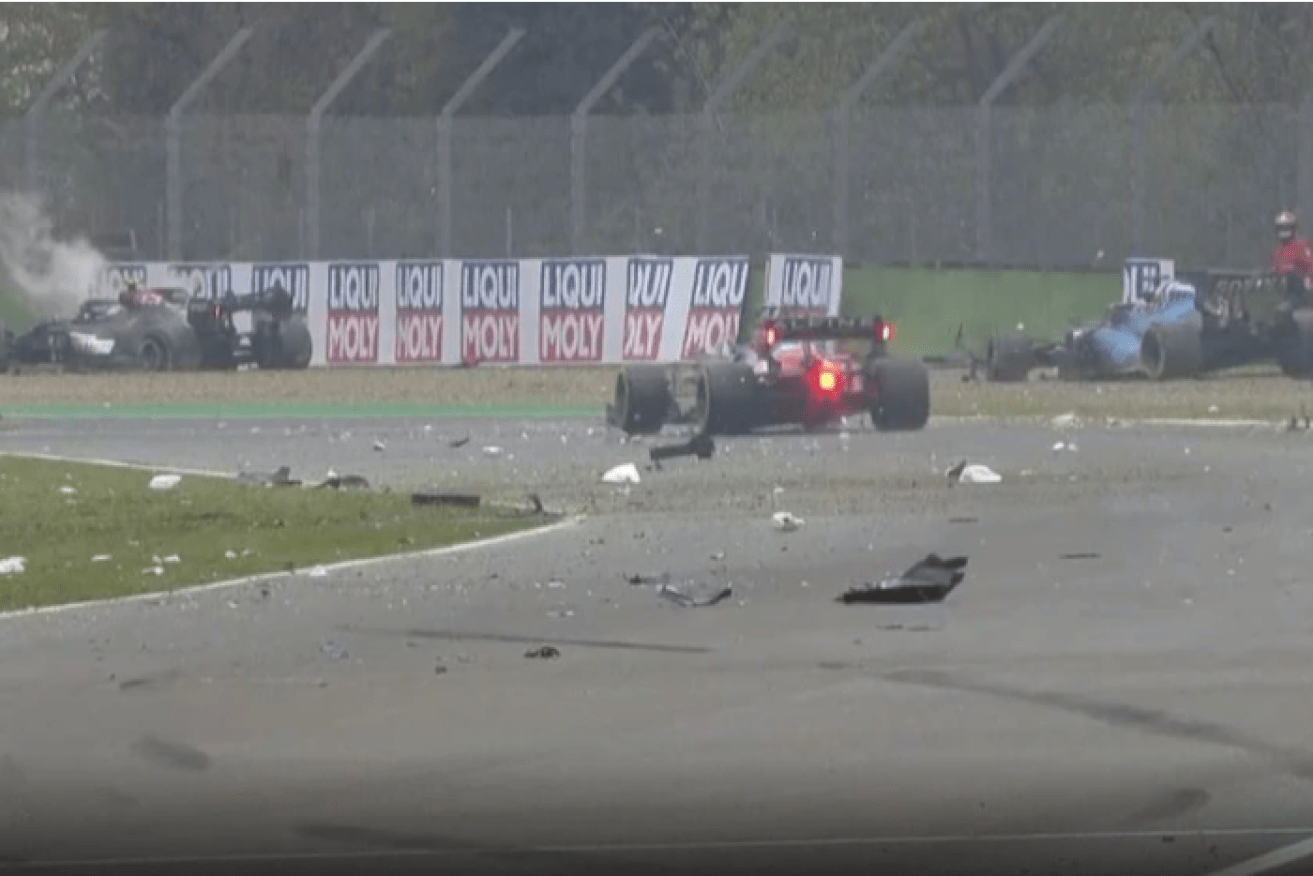 Debris from the incident between George Russell and Valtteri Bottas caused the race to be red-flagged.
