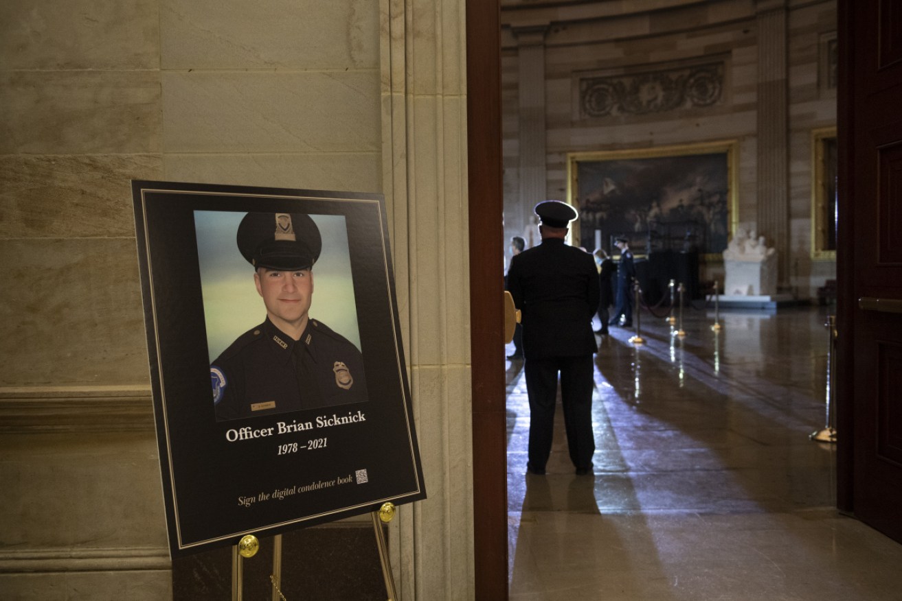 Brian Sicknick was cremated and his urn was carried into the US Capitol to lie in honour in the Capitol Rotunda in Washington. 