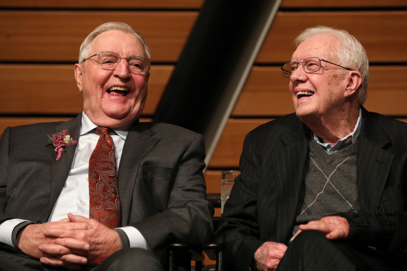 Walter Mondale (left) with former US president Jimmy Carter in 2018.