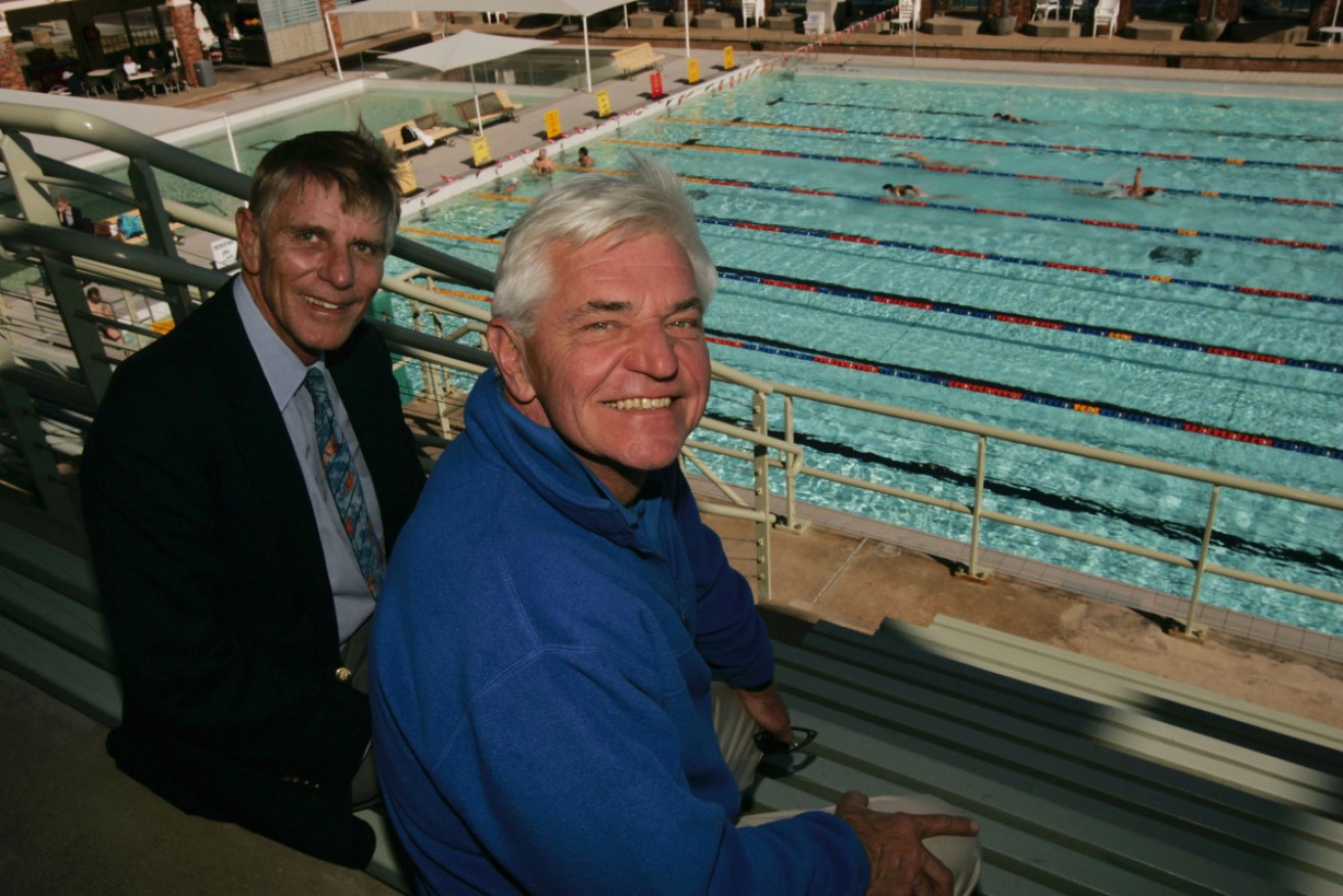 John Konrads (right) with another swimming legend, Murray Rose, in 2004.