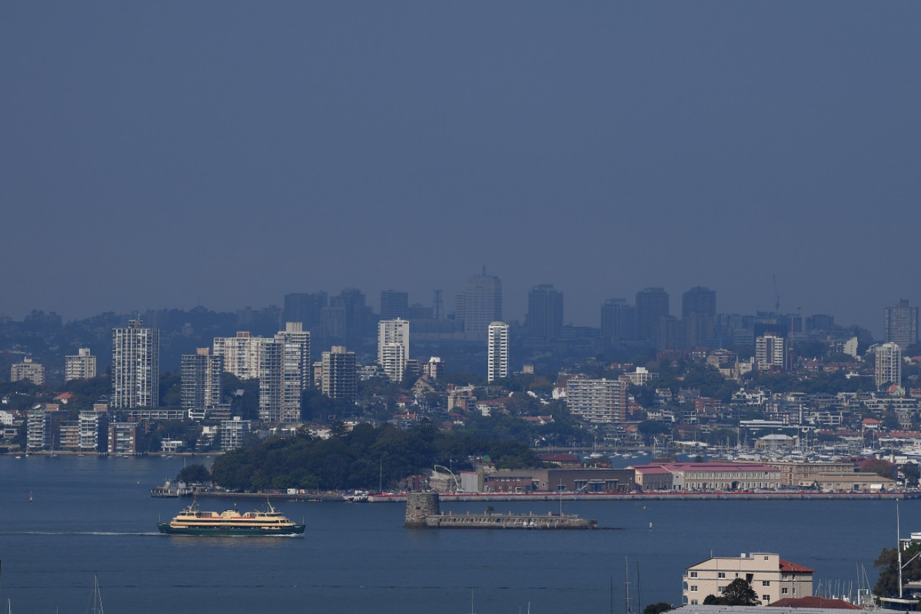 Sydney's skyline was blurred by smoke haze on Tuesday.