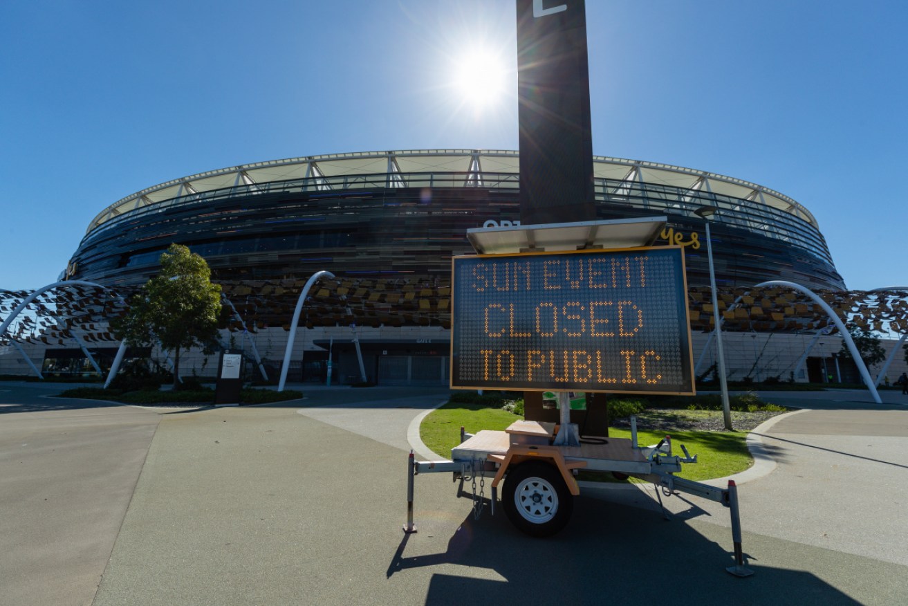 Perth's Optus Stadium was closed to the public for the AFL derby match.
