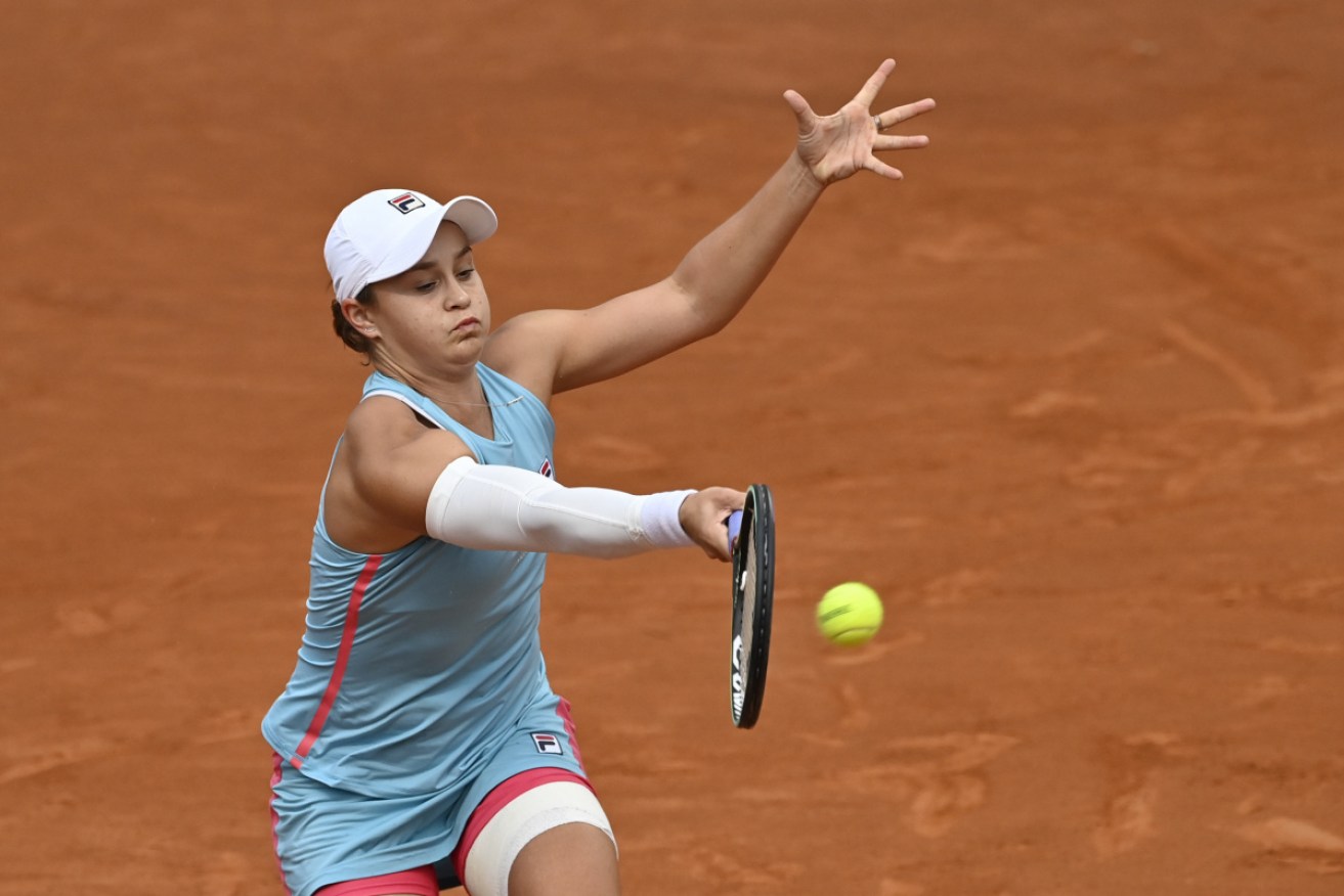 Ash Barty before withdrawing from her quarter-final at the Italian Open. 
