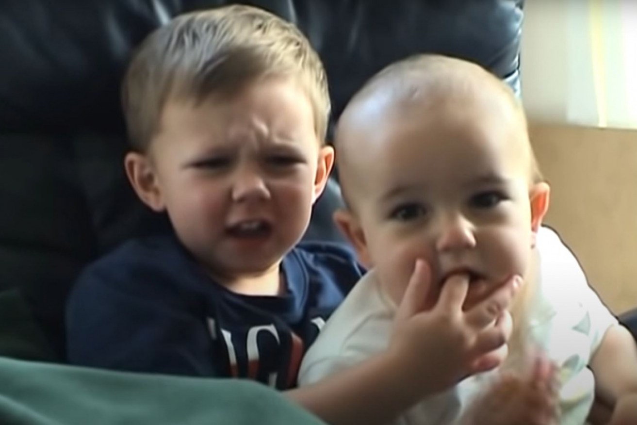 Harry and Charlie Davies-Carr filmed in the famous video clip, Charlie bit my finger — again.