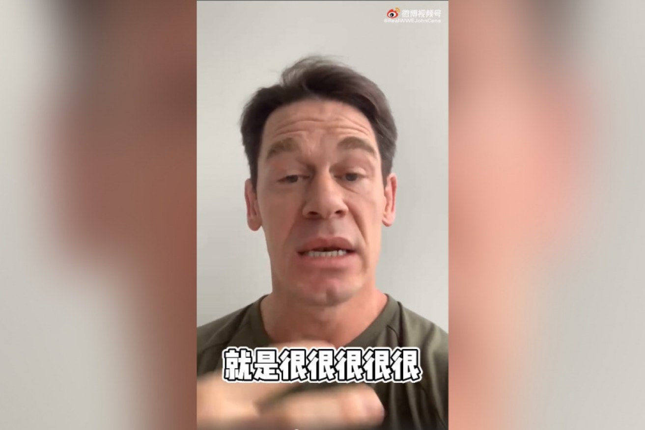 John Cena spoke in Mandarin as he apologised on the Chinese social media platform Weibo. 