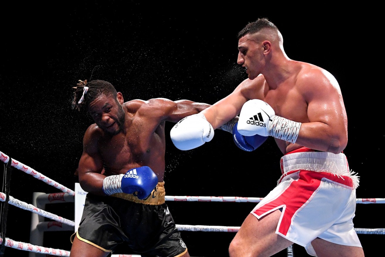 Australian heavyweight champ Justis Huni (right) is due to fight Joe Goodall in Brisbane next week