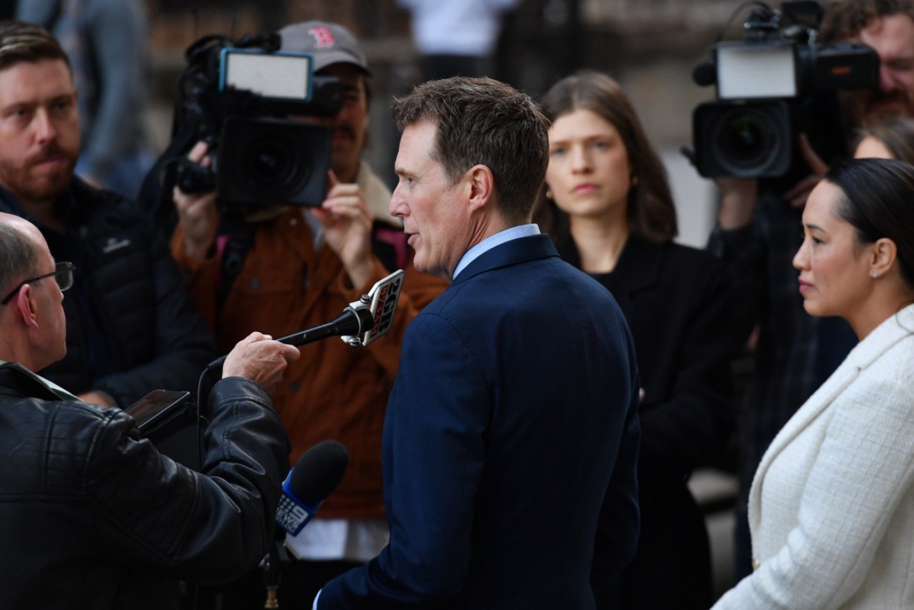 Christian Porter outside the Federal Court of NSW on Monday.