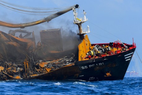 Disaster fears as ship burns off Sri Lanka