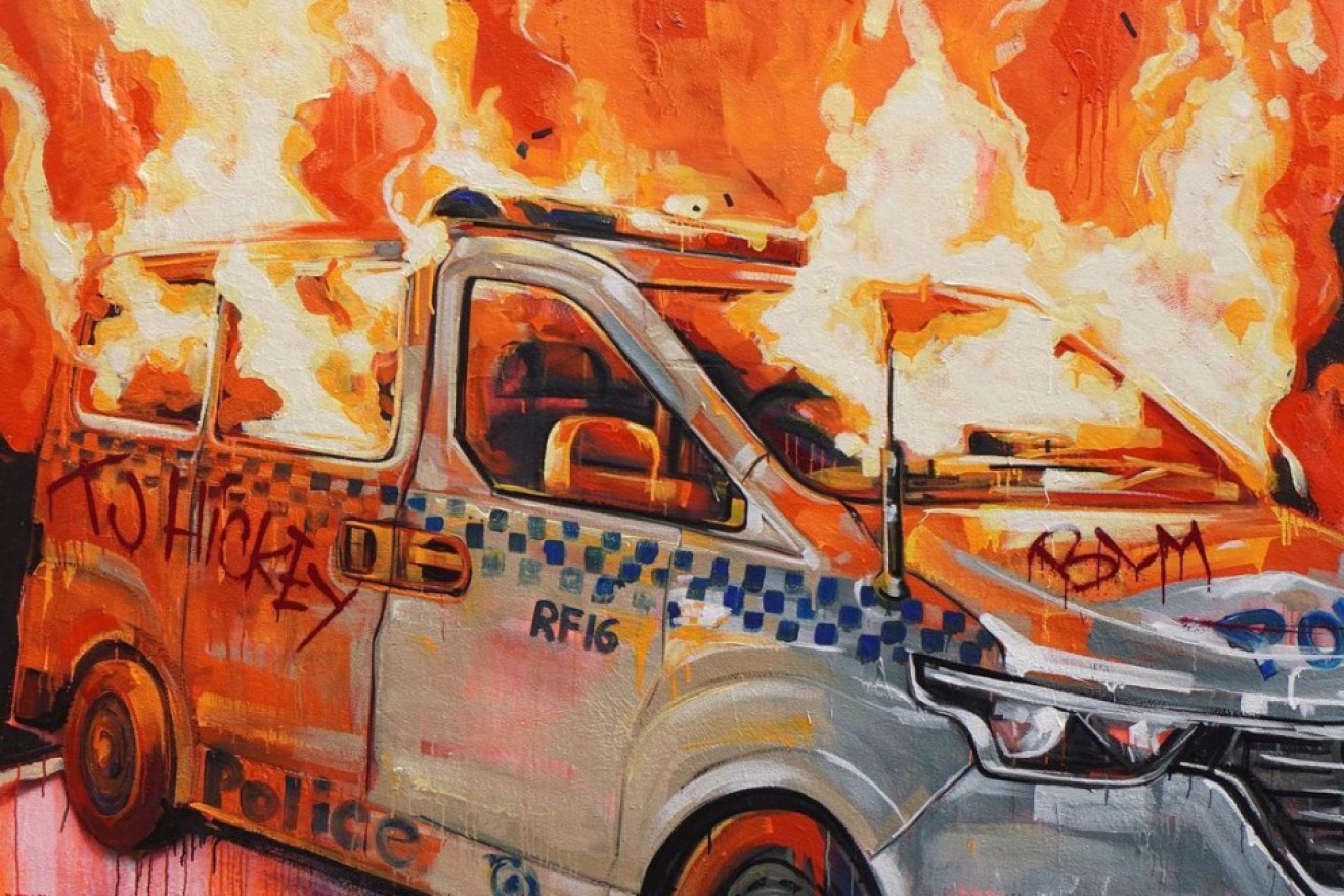 Artist Scott Marsh believes he has been censored by police after officers called the City of Sydney asking for this mural to be removed.