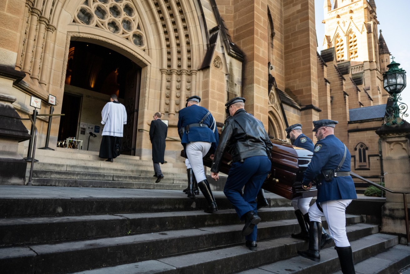 Bob Fulton's casket arrived this morning at St Mary's Cathedral.