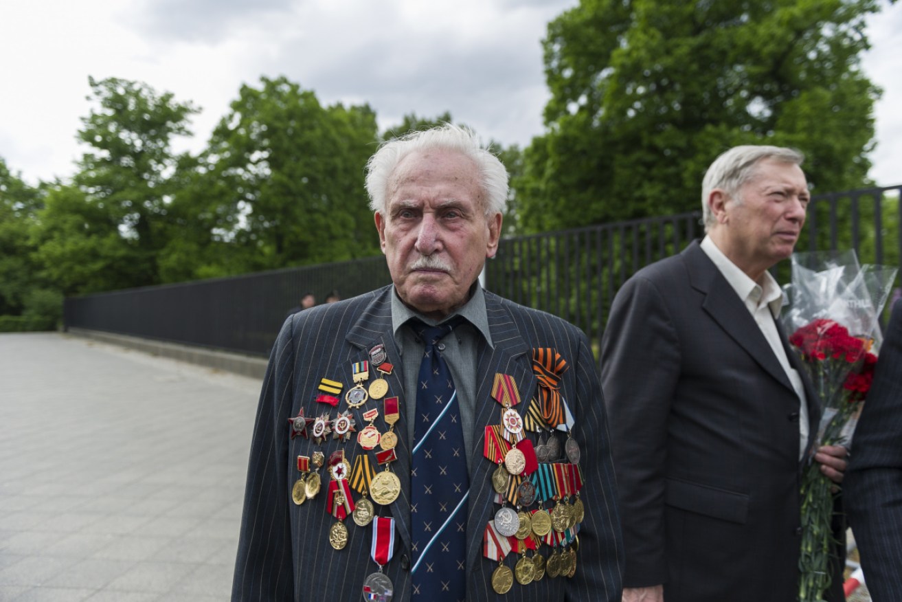 The Ukrainian veteran David Dushman during a memorial service in 2015.