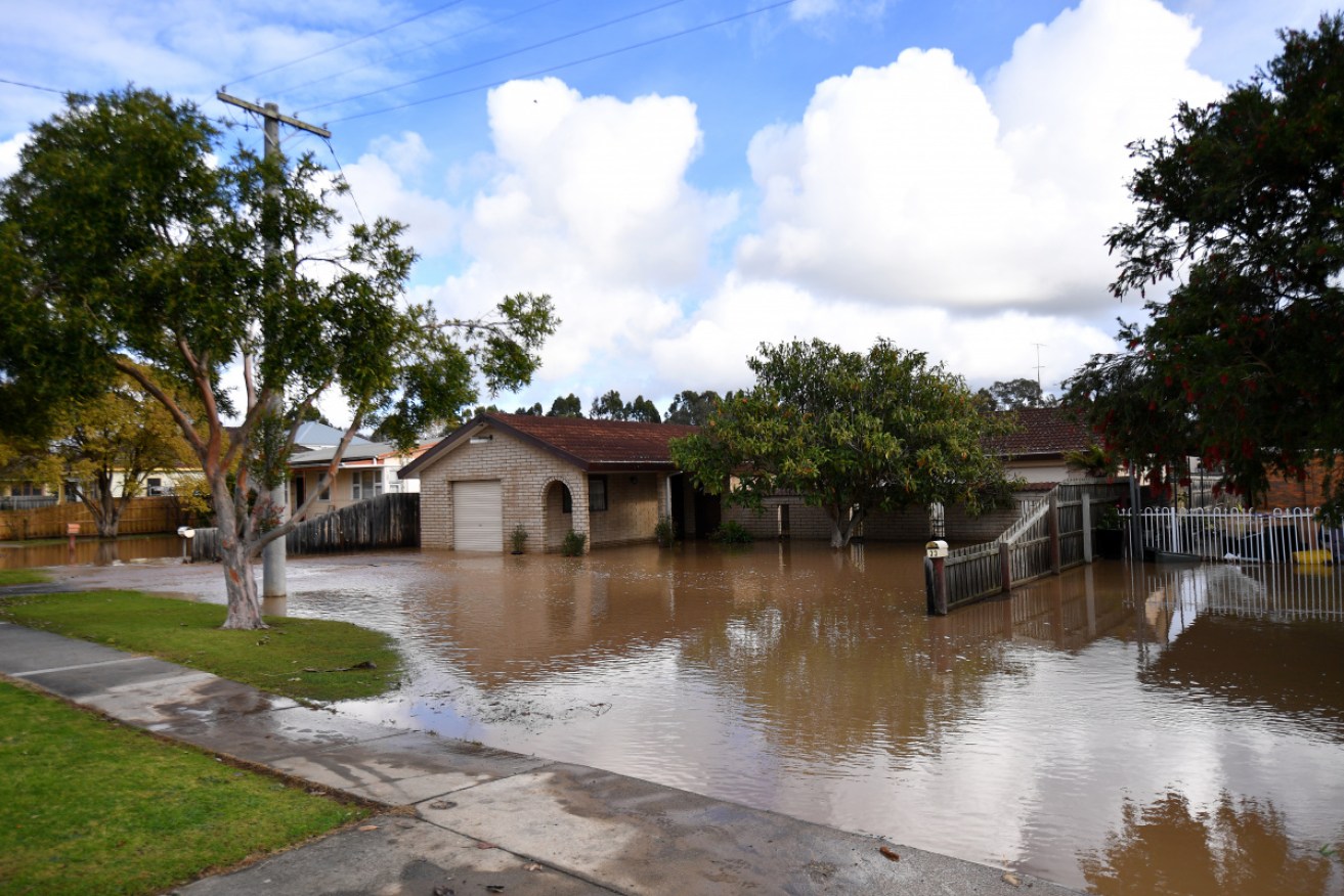 Floodwaters surround a Traralgon house on Thursday – with waters expected to rise again on Friday and into Saturday.