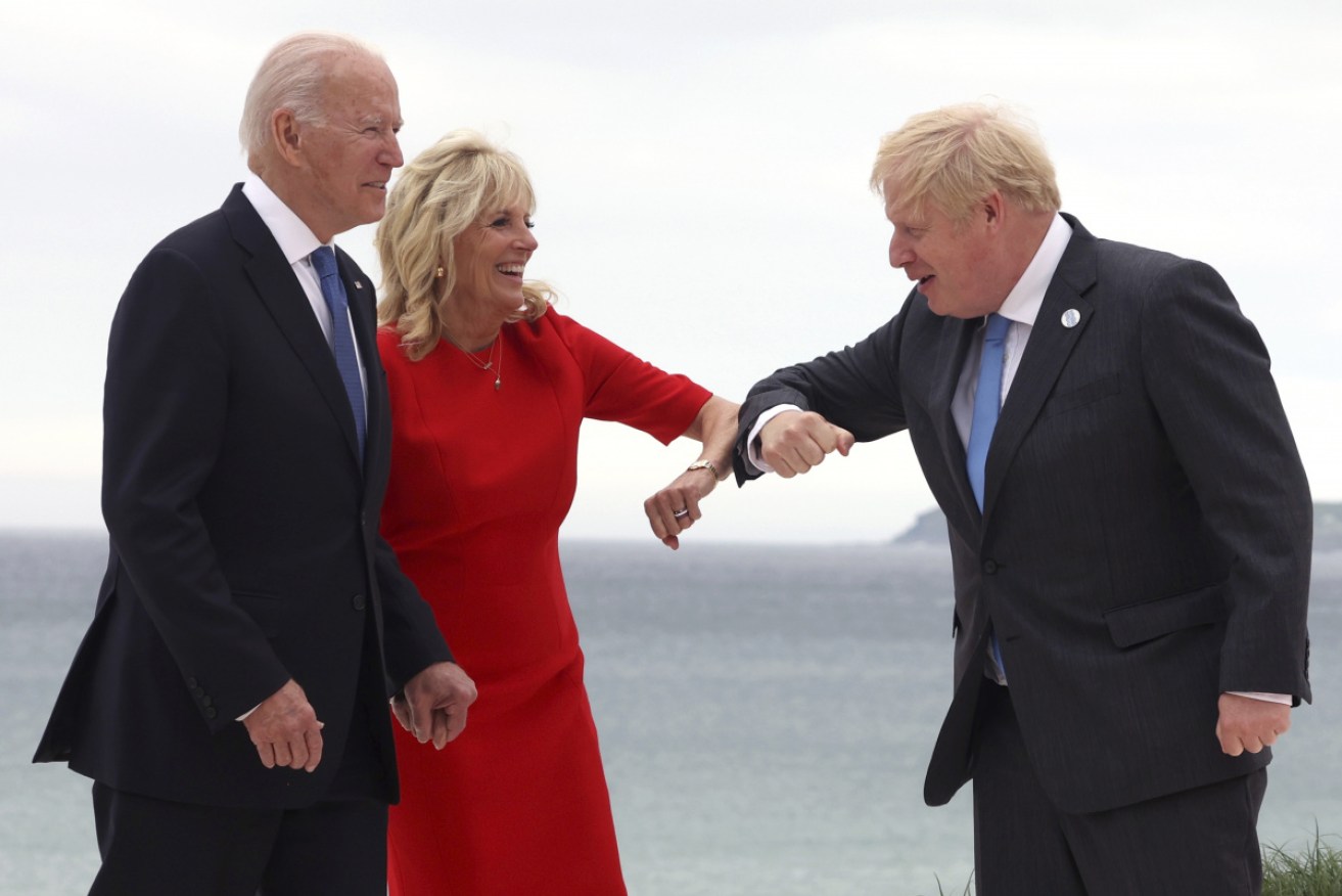 US President Joe Biden and his wife Jill are greeted by Prime Minister of United Kingdom Boris Johnson at the G7 Summit.