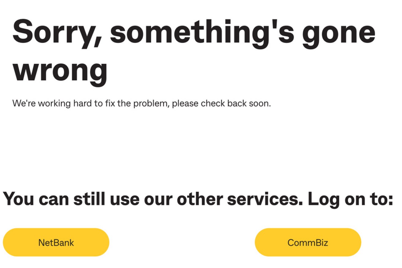 This message greeted some Commonwealth Bank users on Thursday afternoon.