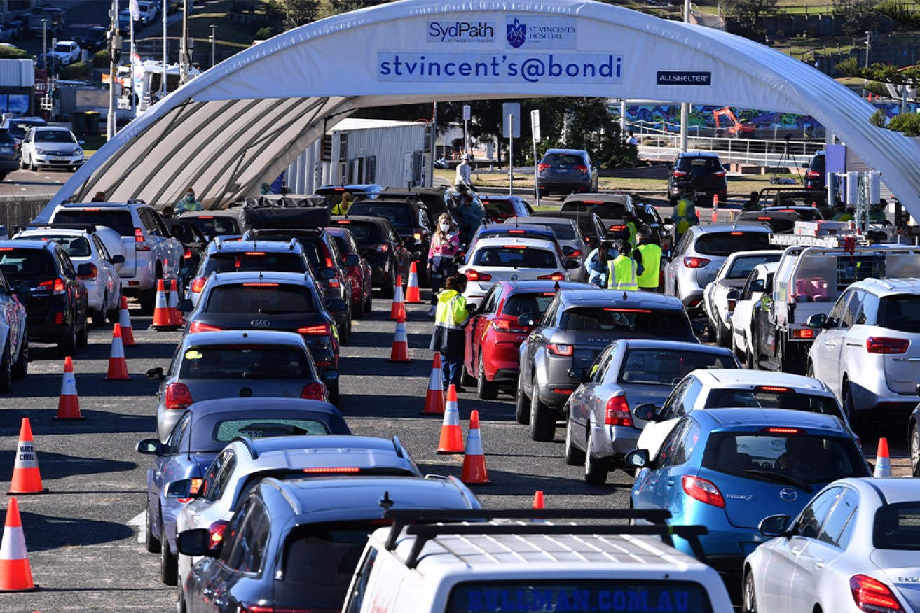 Residents turned out to get tested at a drive-through clinic at Bondi in Sydney on Thursday.