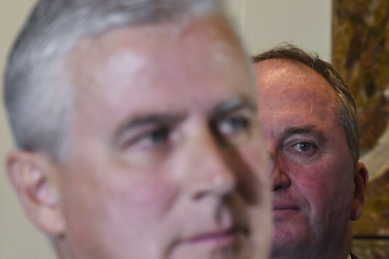 Barnaby Joyce (right) is reportedly eyeing a challenge against Michael McCormack for the Nationals top job – again.