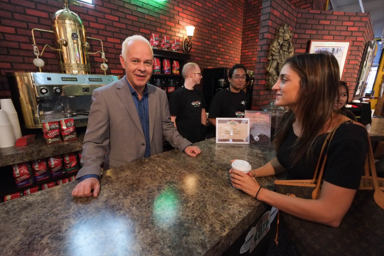 James Michael Tyler back behind the Central Perk counter at a Manhattan pop-up in 2014. 