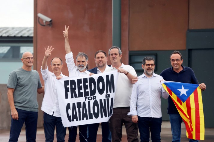 Defiant Catalan separatist leaders leave jail