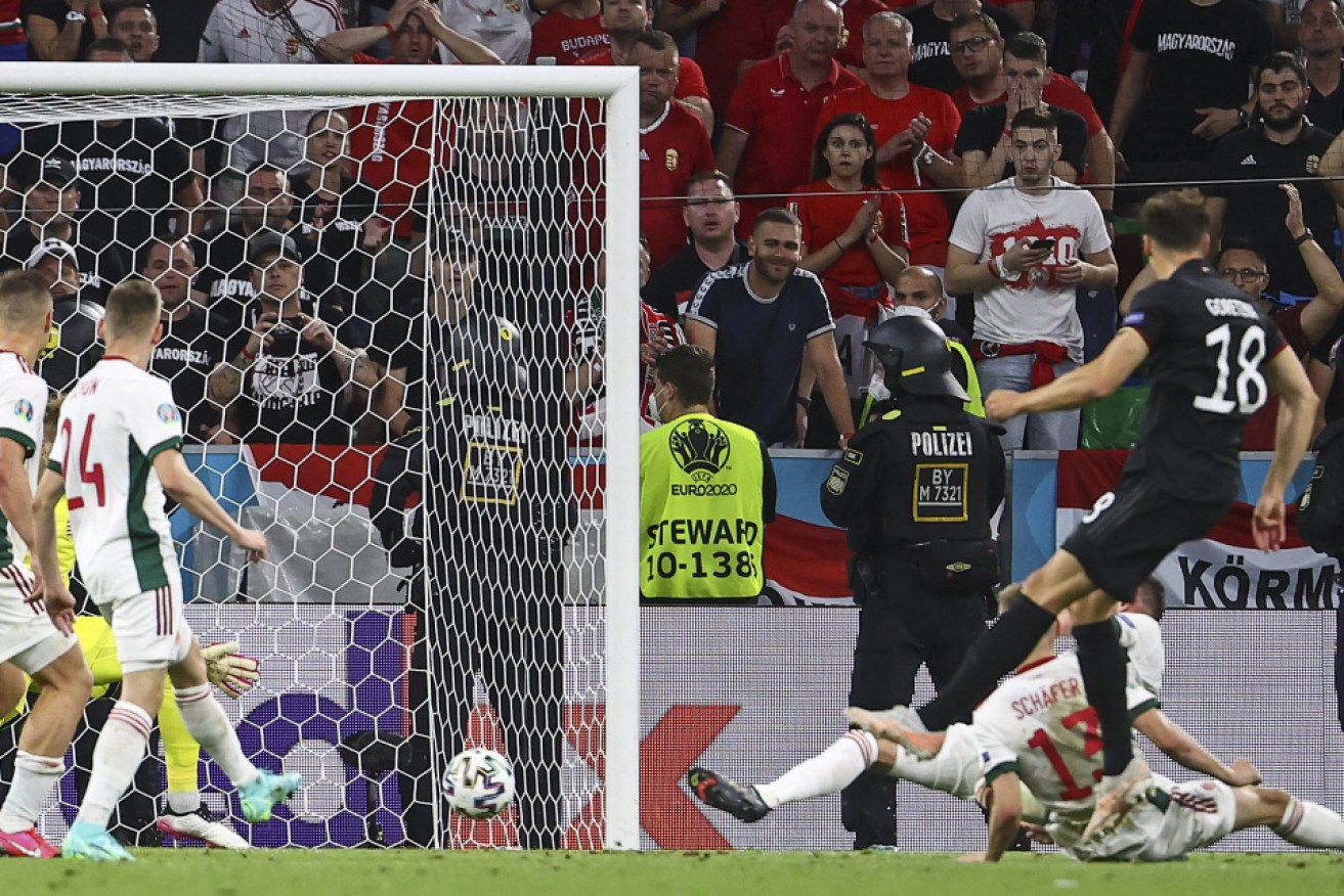 Germany's Leon Goretzka scores his side's second goal during the Euro 2020 match against Hungary. 