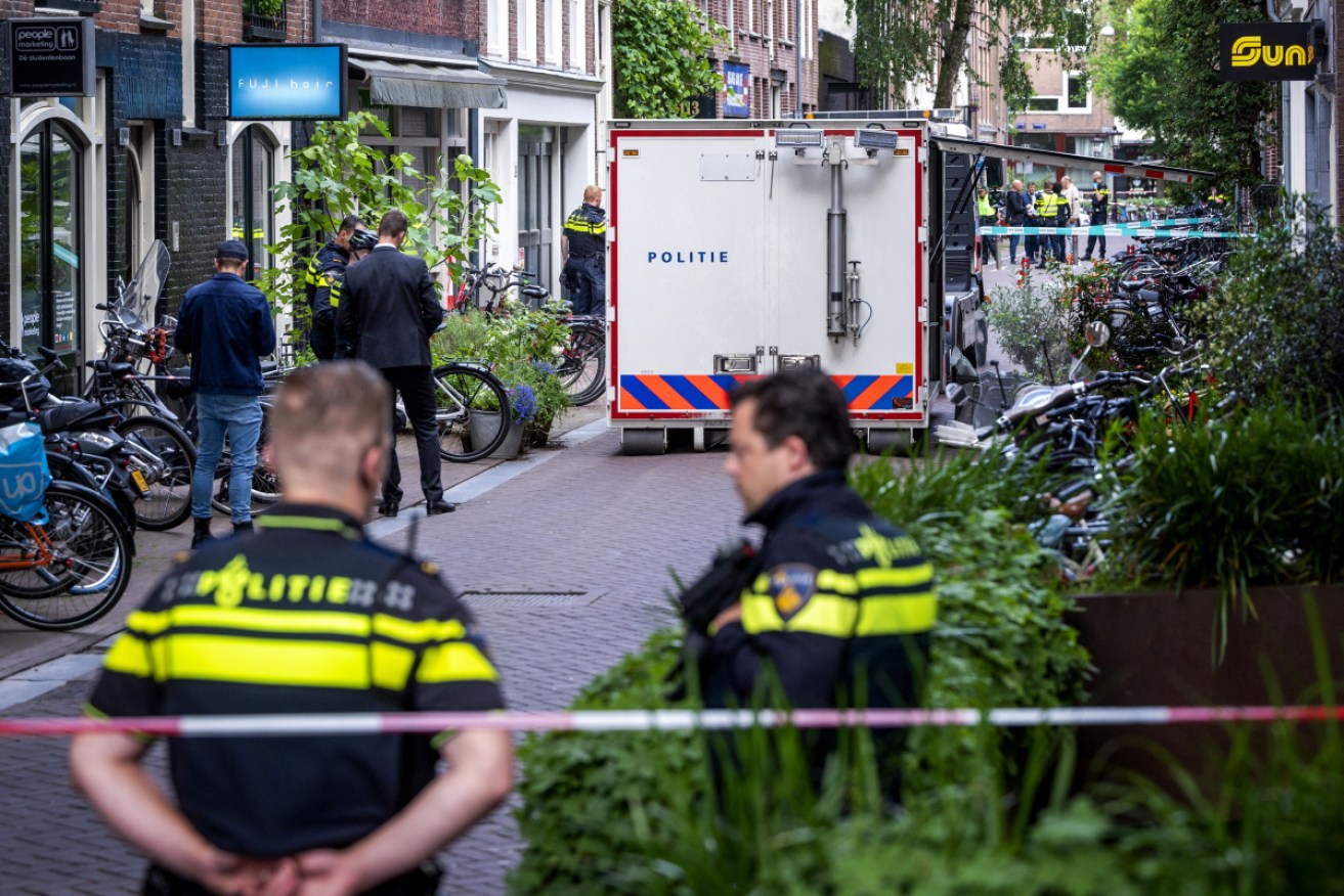 Dutch police on the scene after journalist Peter R de Vries was shot.