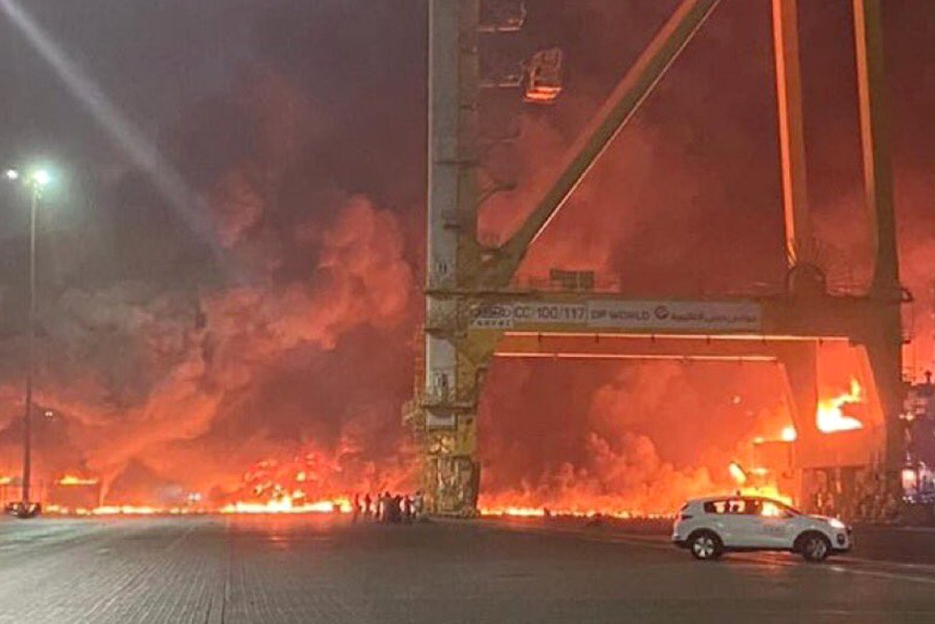 Dubai authorities say no one was injured in the blast – which was felt up to 15 kilometres away – or the fire.