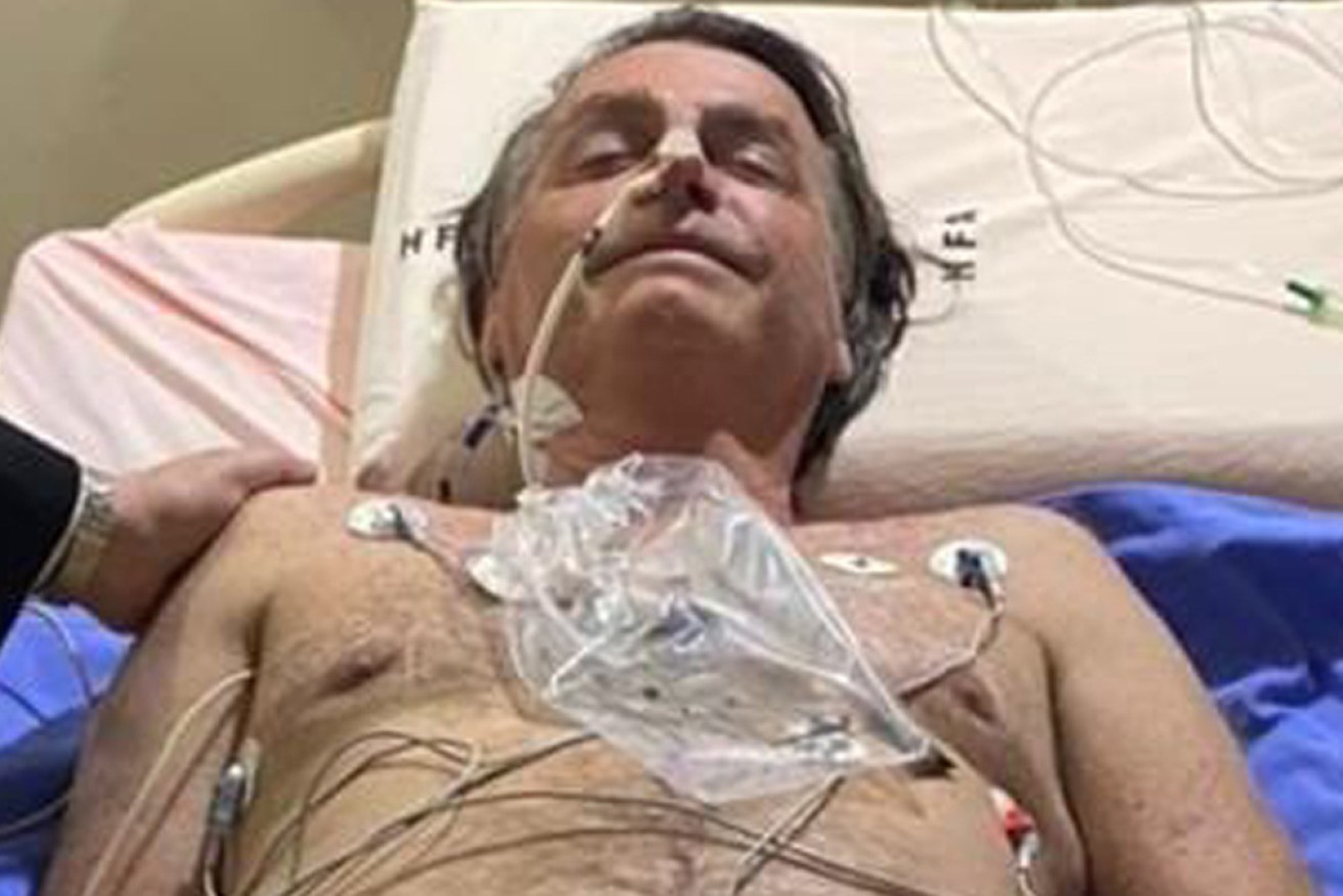 Mr Bolsonaro posted this photo of himself in in hospital.