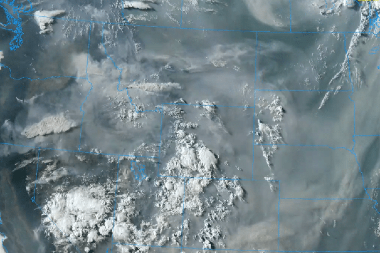 That's smoke, not clouds, blanketing the US western states as wildfires rage out of control.