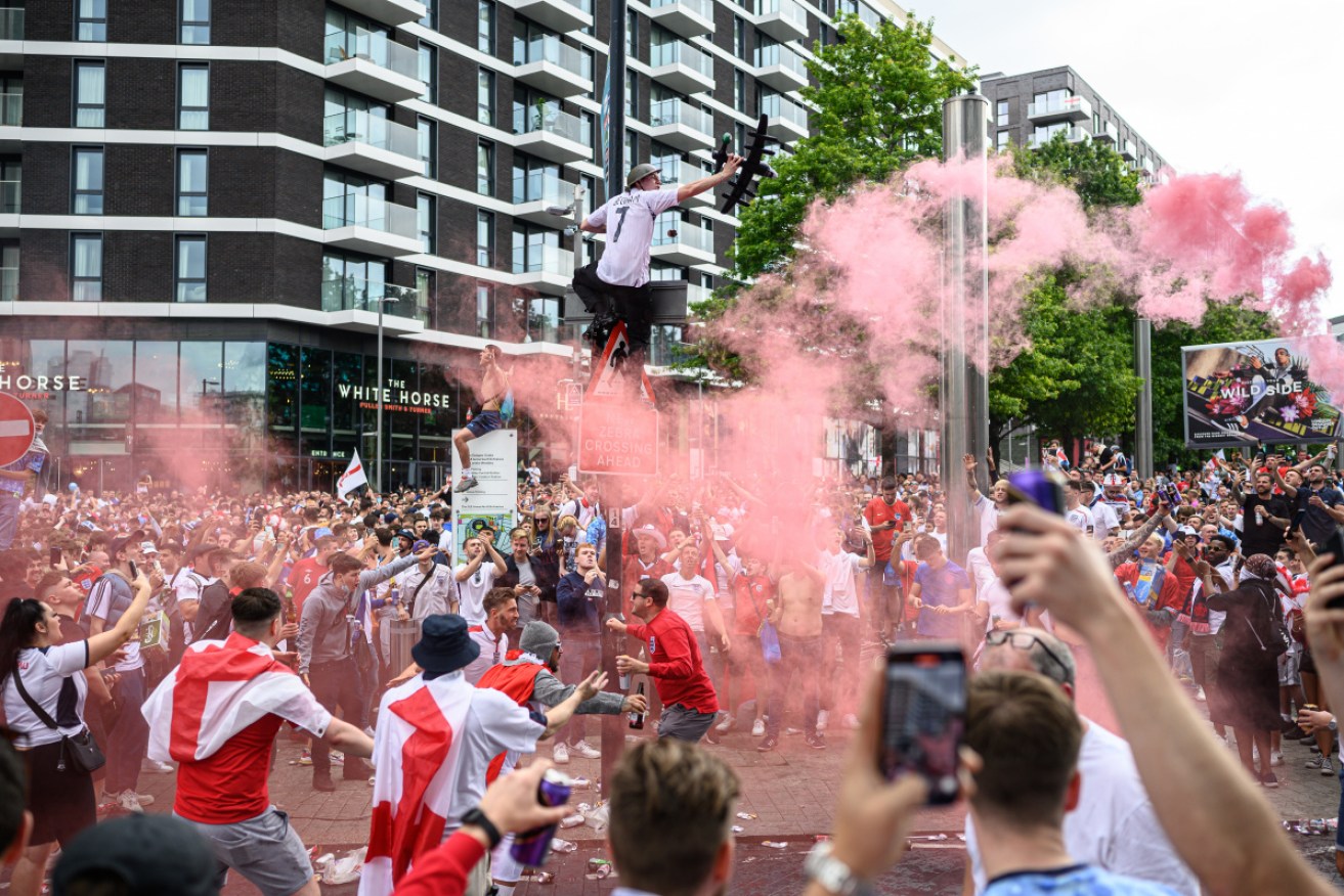 England fans outside Wembley Stadium ahead of last week's Euro 2020 final.