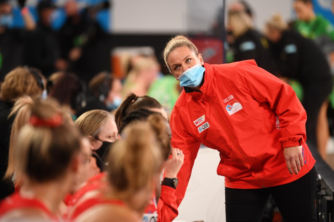NSW Swifts head coach Briony Akle is isolating in Adelaide and missed the flight to Queensland.
