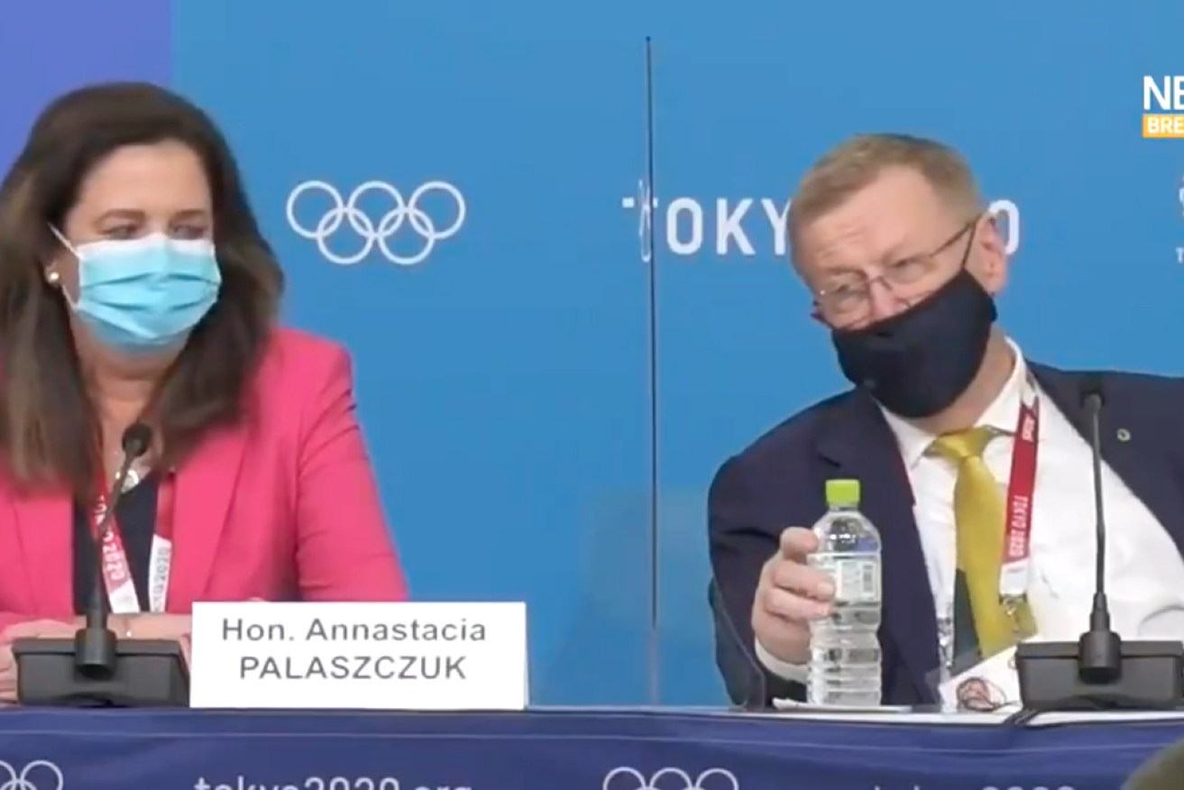 There were a few awkward moments between Annastacia Palaszczuk and John Coates at Wednesday night's media conference.