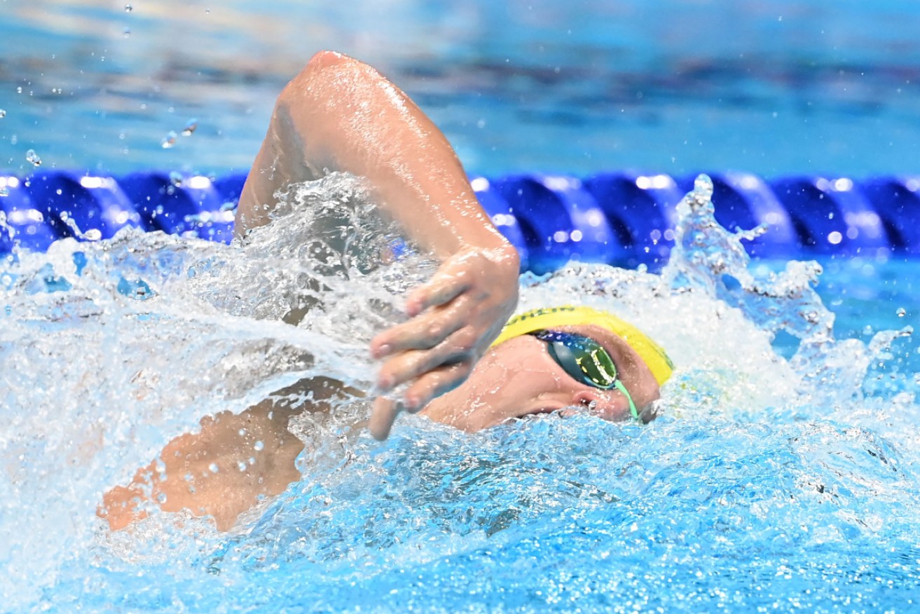 Australia's Jack Alan Mcloughlin on his way to silver in the men's 400m freestyle on Sunday.  