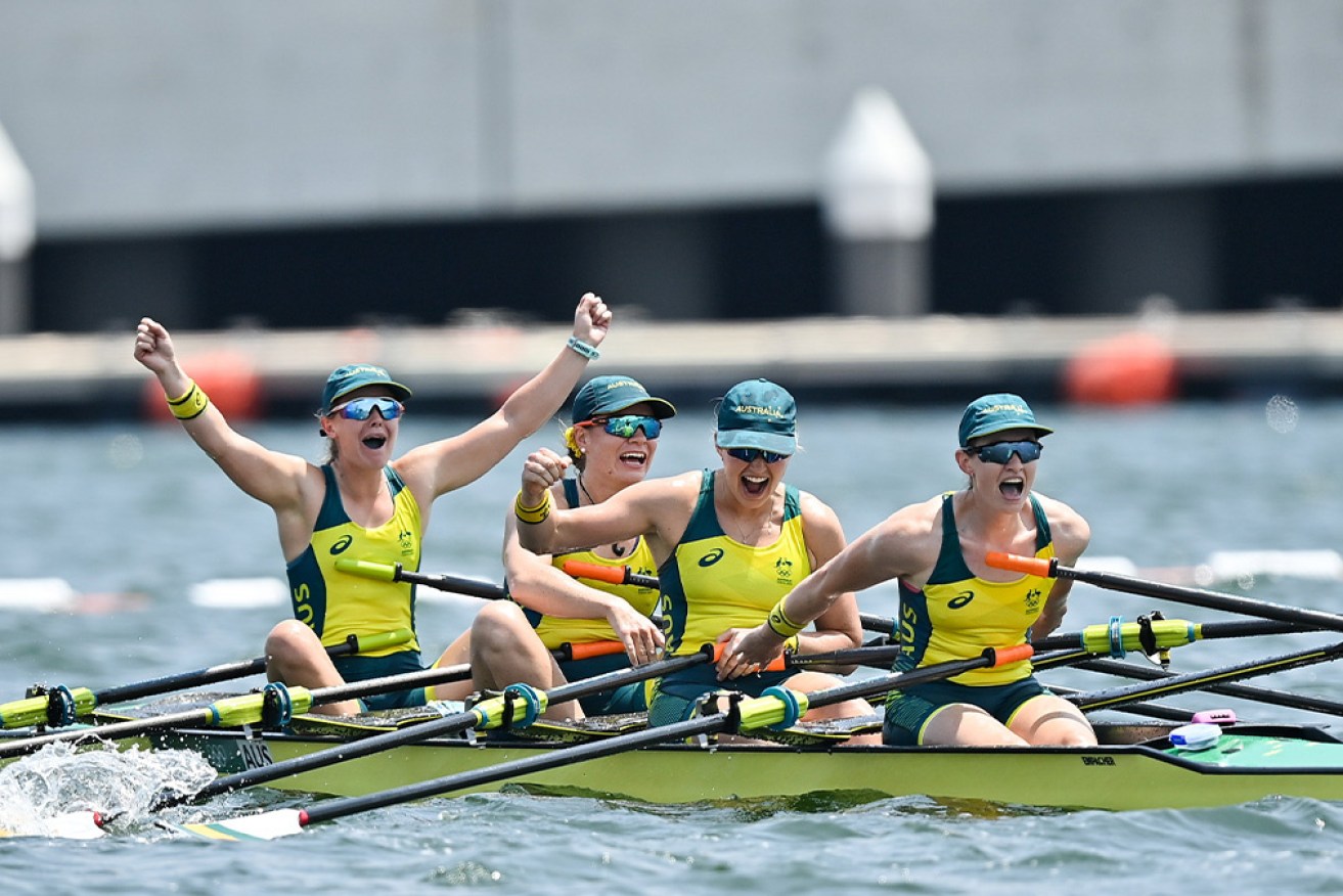 The Aussie women's rowing team smashed the coxless fours at Tokyo. 