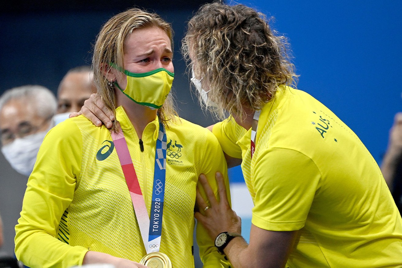 Ariarne Titmus broke down in tears after winning her second gold medal. 