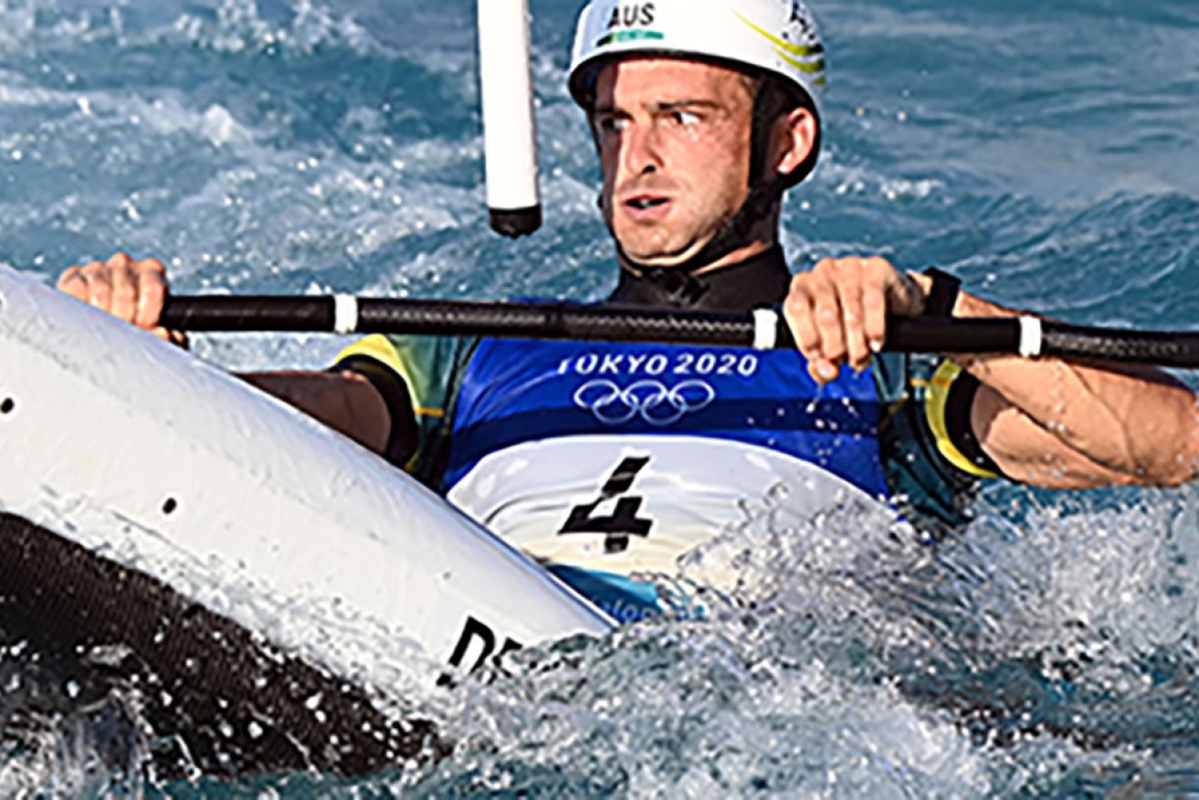 Australia's Lucien Delfour excels in the canoe slalom heats on Wednesday. 