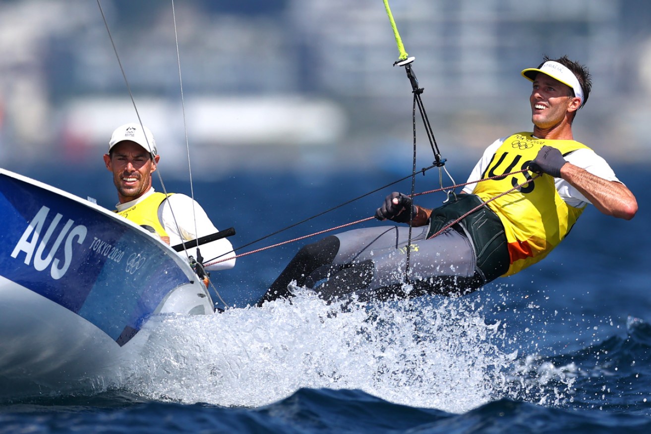 Australians Mat Belcher and Will Ryan are poised to collect gold in 470 class Olympic sailing.