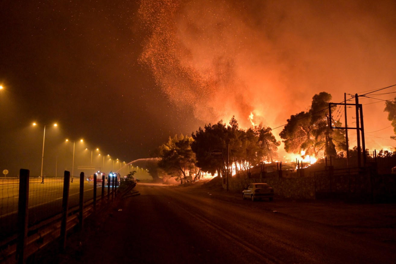 wildfire in northern Athens.