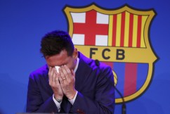 Lionel Messi in tears as he exits Barcelona