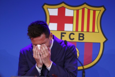 Lionel Messi in tears as he exits Barcelona