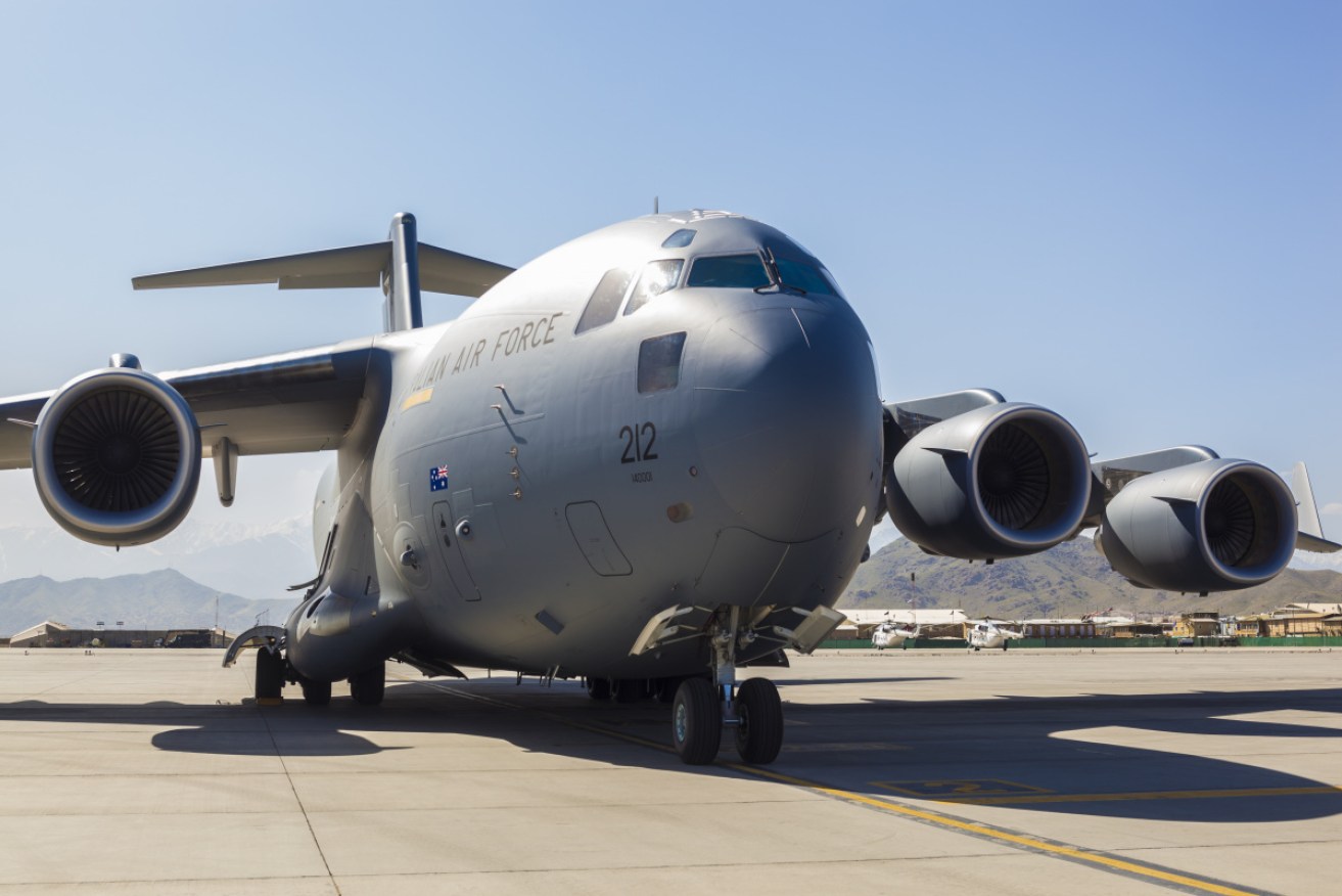 An RAAF C-17 plane at Kabul's airport in 2016.